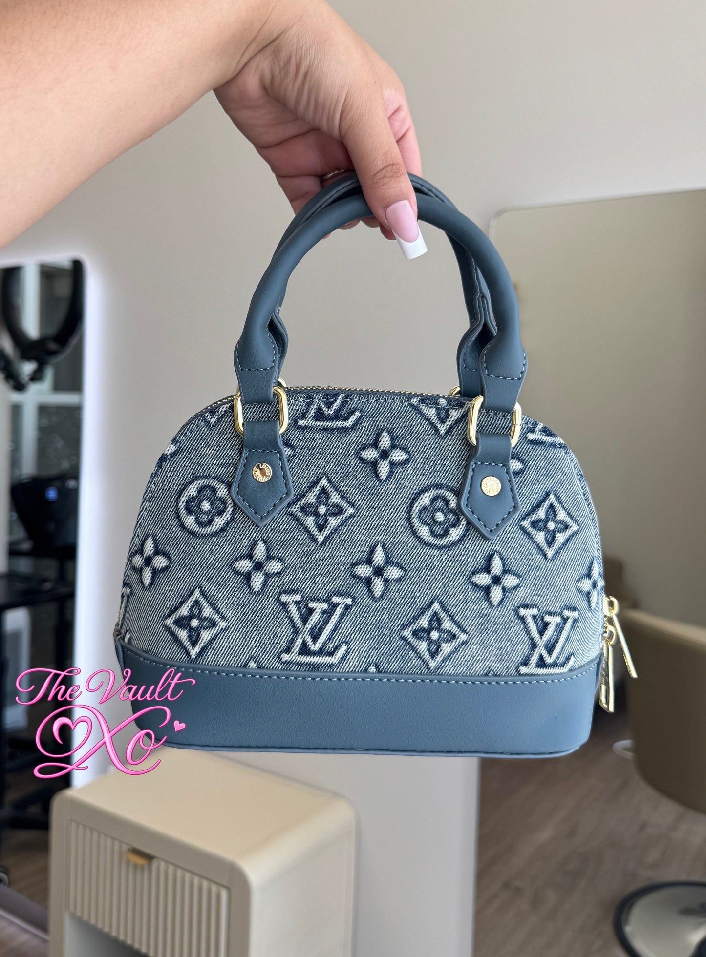 Blue denim handbag