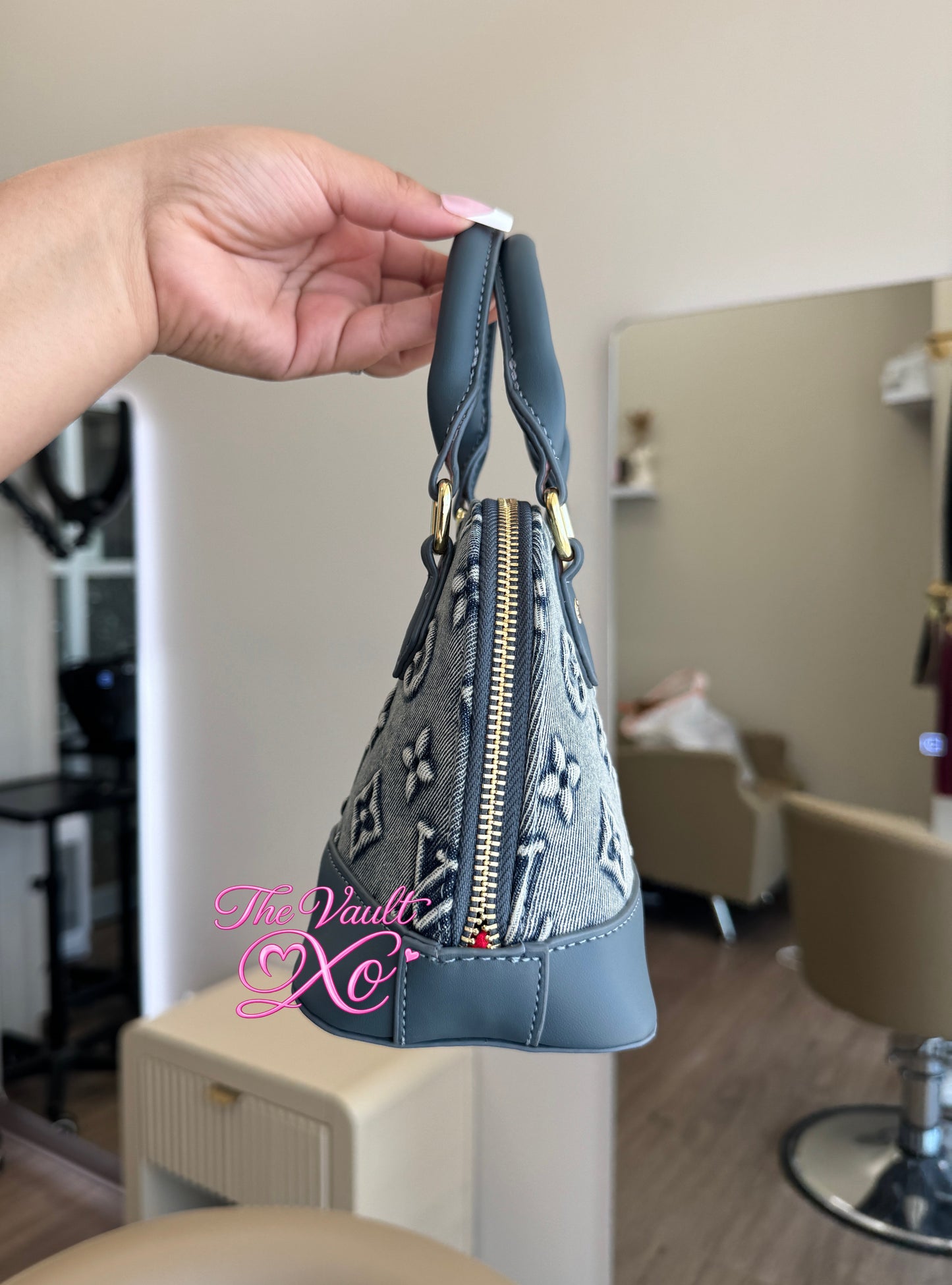 Blue denim handbag